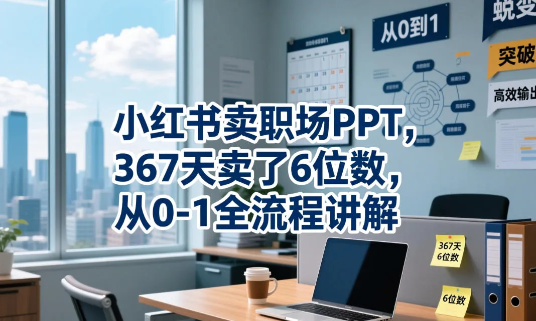 小红书卖职场PPT,367天卖了6位数,从0-1全流程讲解-云网创