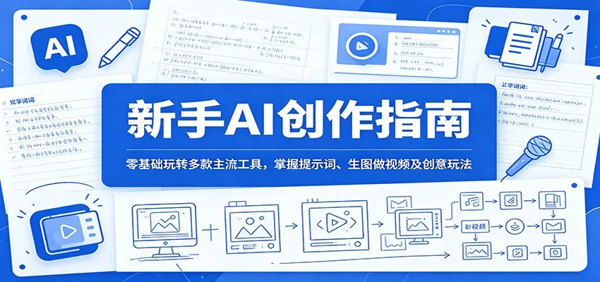 新手AI创作指南:零基础玩转多款主流工具,掌握提示词、生图做视频及创意玩法-云网创
