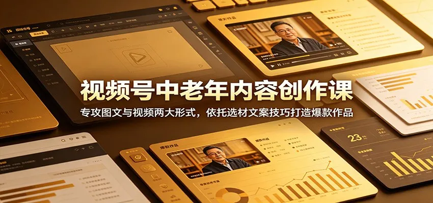 视频号中老年内容创作课:专攻图文与视频两大形式,依托选材文案技巧打造爆款作品-云网创