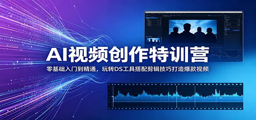AI视频创作特训营:零基础入门到精通,玩转DS工具搭配剪辑技巧打造爆款视频-云网创