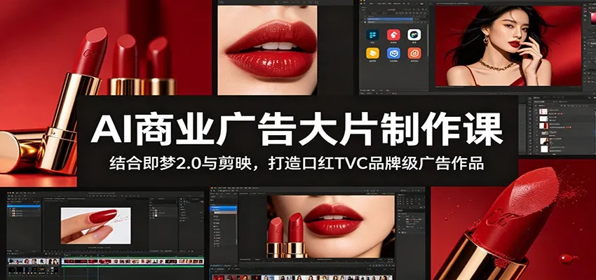 AI商业广告大片制作课:结合即梦2.0与剪映,打造口红TVC品牌级广告作品-云网创