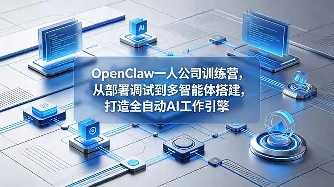 OpenClaw 一人公司训练营,从部署调试到多智能体搭建,打造全自动 AI 工作引擎-云网创
